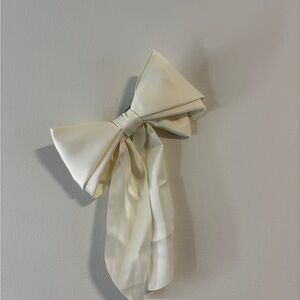 Ivory Satin Bow Hair Clip with Long Tails